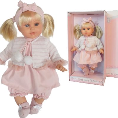 Bimbi e Bimbe Bambola bionda con codini e vestito rosa