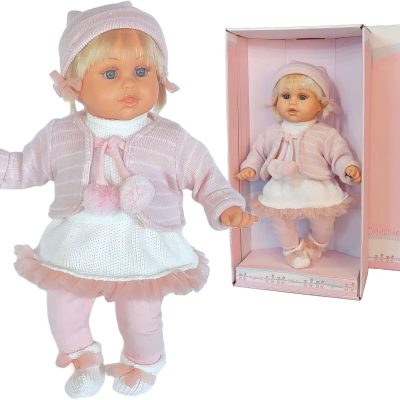 Bambola Migliorati bionda con cappellino e vestito rosa M101